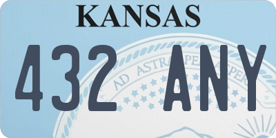 KS license plate 432ANY