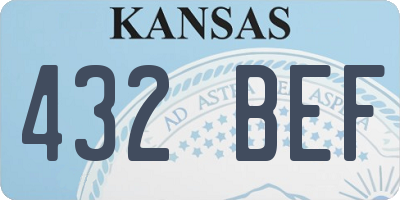 KS license plate 432BEF