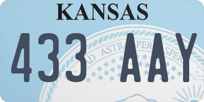 KS license plate 433AAY
