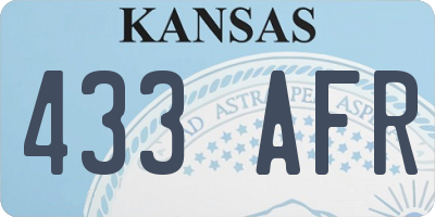 KS license plate 433AFR