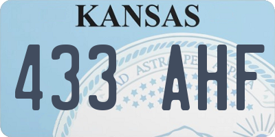 KS license plate 433AHF
