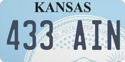 KS license plate 433AIN