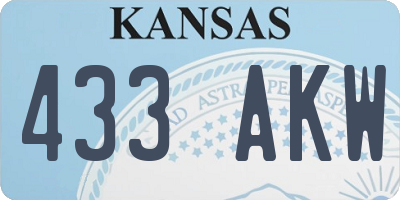 KS license plate 433AKW