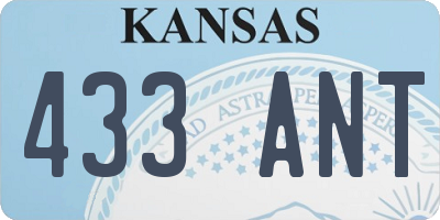KS license plate 433ANT