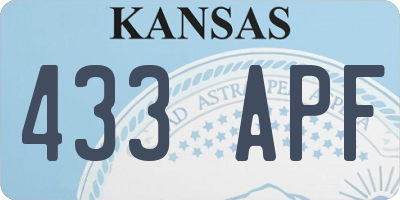 KS license plate 433APF