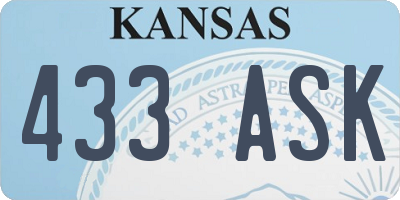 KS license plate 433ASK