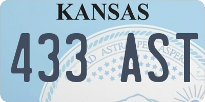 KS license plate 433AST