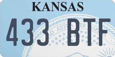 KS license plate 433BTF