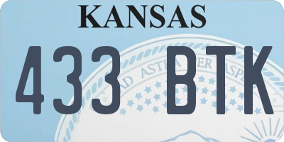 KS license plate 433BTK
