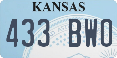 KS license plate 433BWO