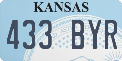 KS license plate 433BYR