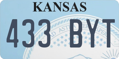 KS license plate 433BYT