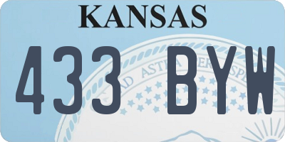 KS license plate 433BYW