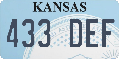 KS license plate 433DEF