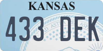 KS license plate 433DEK