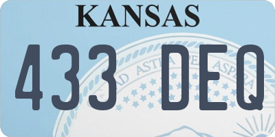 KS license plate 433DEQ