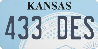 KS license plate 433DES