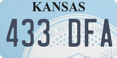 KS license plate 433DFA