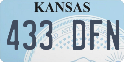 KS license plate 433DFN