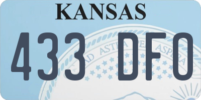 KS license plate 433DFO