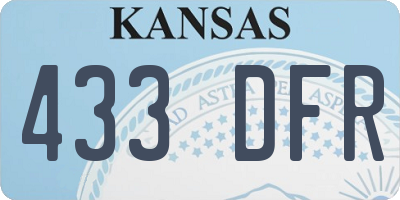 KS license plate 433DFR