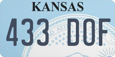 KS license plate 433DOF