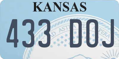 KS license plate 433DOJ