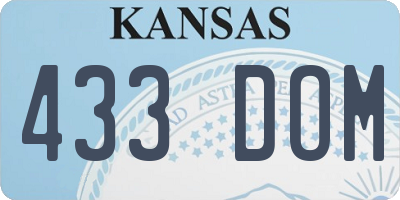 KS license plate 433DOM