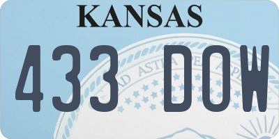 KS license plate 433DOW