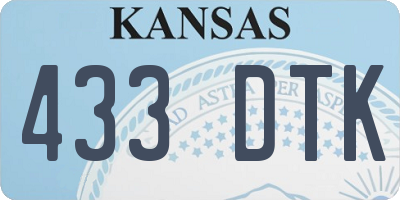 KS license plate 433DTK