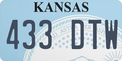 KS license plate 433DTW