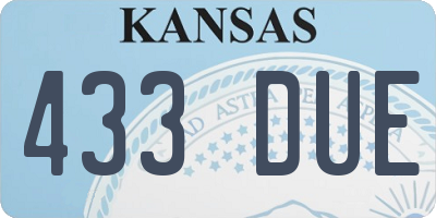 KS license plate 433DUE