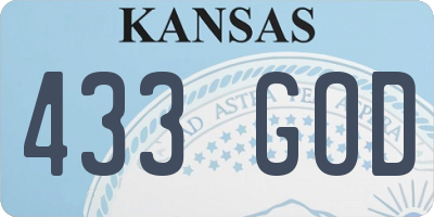 KS license plate 433GOD