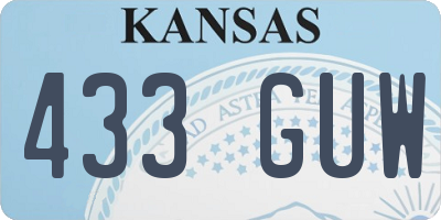 KS license plate 433GUW