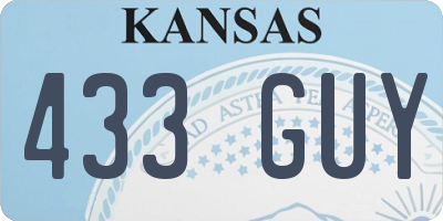 KS license plate 433GUY