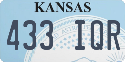 KS license plate 433IQR