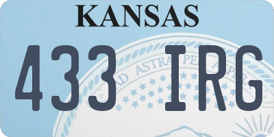 KS license plate 433IRG