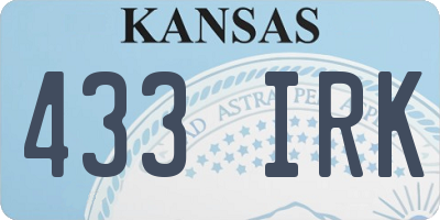 KS license plate 433IRK