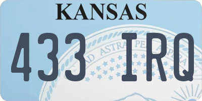 KS license plate 433IRQ