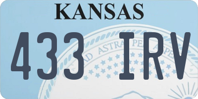 KS license plate 433IRV