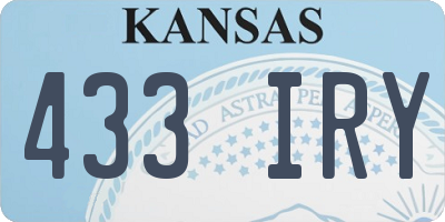 KS license plate 433IRY