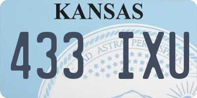 KS license plate 433IXU