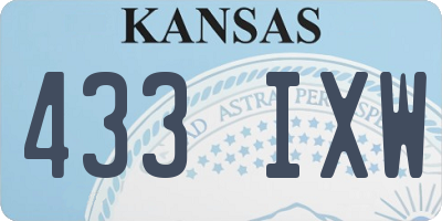 KS license plate 433IXW