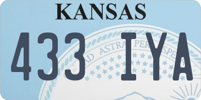 KS license plate 433IYA