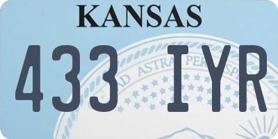 KS license plate 433IYR