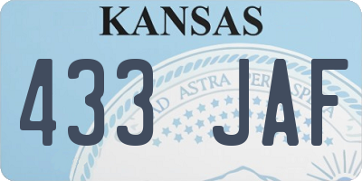 KS license plate 433JAF