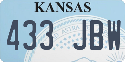 KS license plate 433JBW