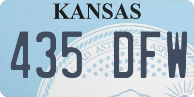 KS license plate 435DFW