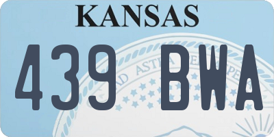 KS license plate 439BWA