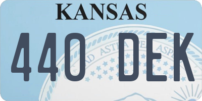 KS license plate 440DEK